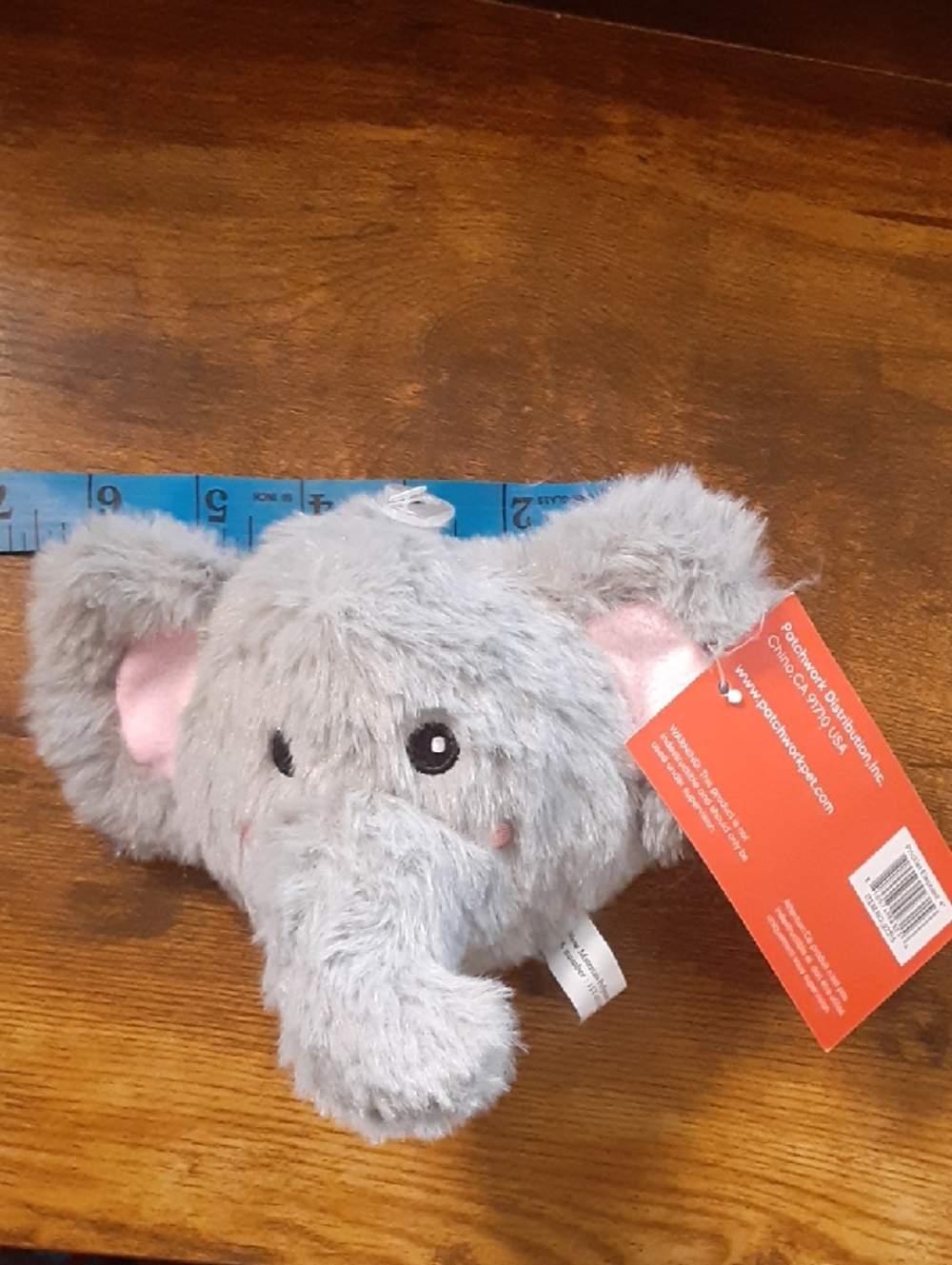 Squeaky Plush Dog Toy Gray Elephant